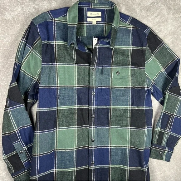 Madewell Flannel Mens XL Plaid Work Shirt Heavyweight Easy Fit Farmer Outdoors - Picture 2 of 11